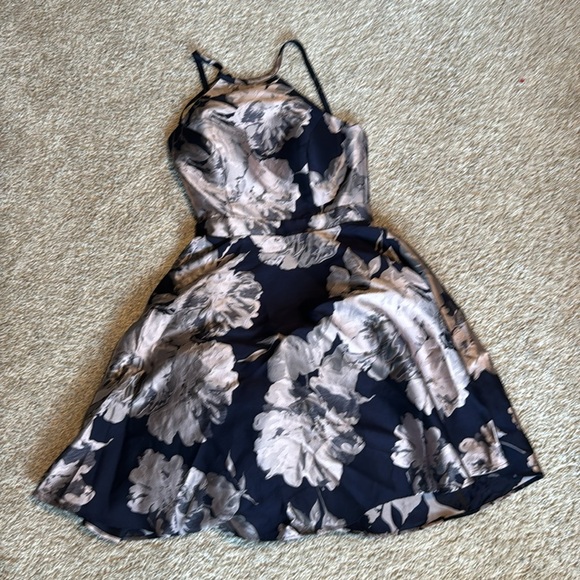 XSCAPE Satin Halter Neck Fit & Flare Floral Print Mini Dress - Picture 8 of 14